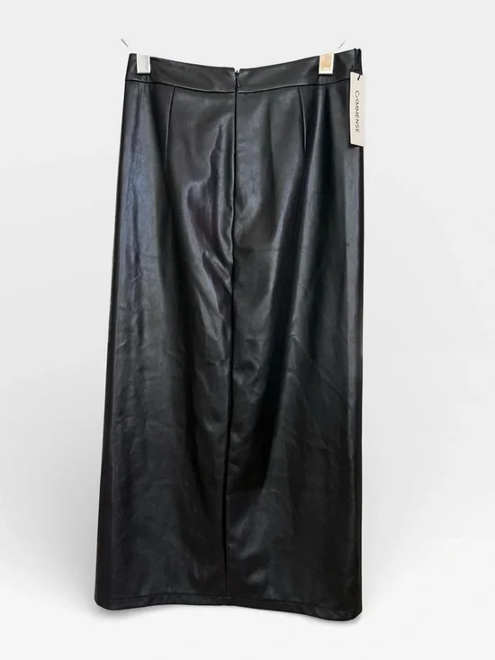 Commense Side Split PU Leather Midi Skirt - Picture 7 of 8
